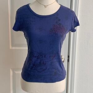 Size Small Y2K-inspired deep violet fitted Baby tee